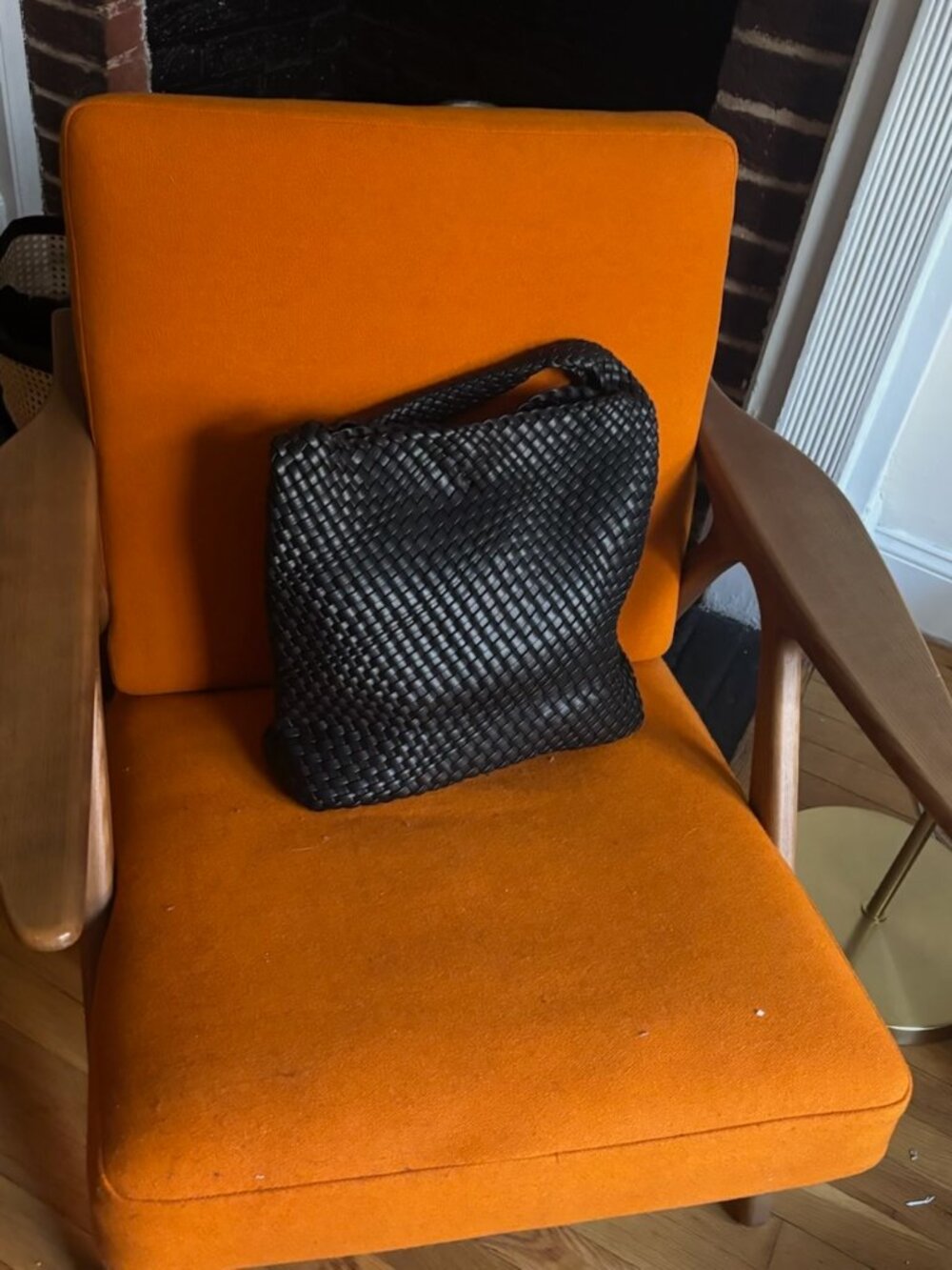 WOVEN RUBBERIZED SHOULDER BAG